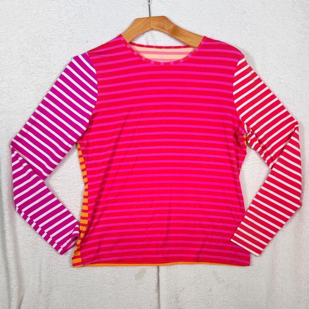 Lands End Striped Rash Guard Swim Shirt Colorblock M 10-12 Long Sleeve 438003